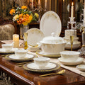 Luxury Gold-Rimmed Porcelain Dinnerware Set