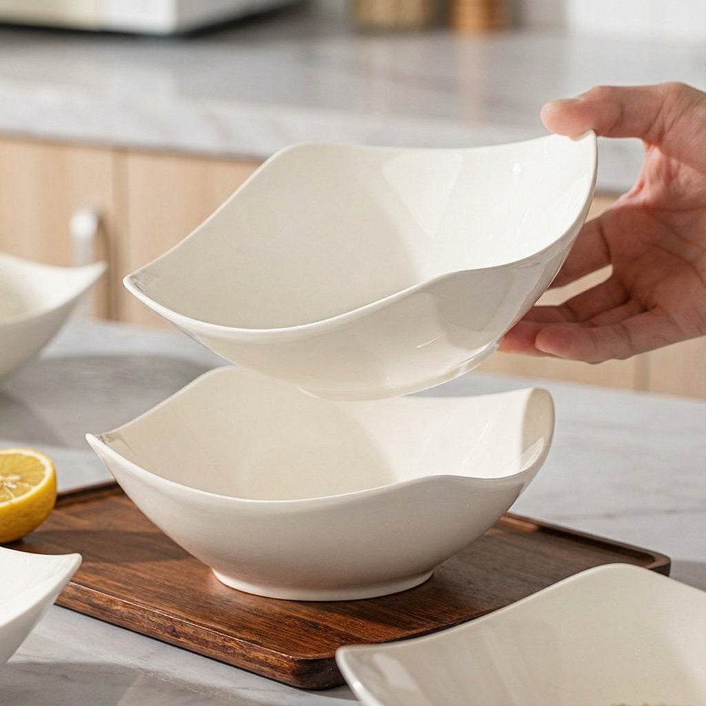 Modern Minimalist White Ceramic Bowl Set